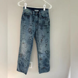 BDG Urban Outfitters Butterfly Embroidered Doodle Wash Cowboy Jeans - Size 25